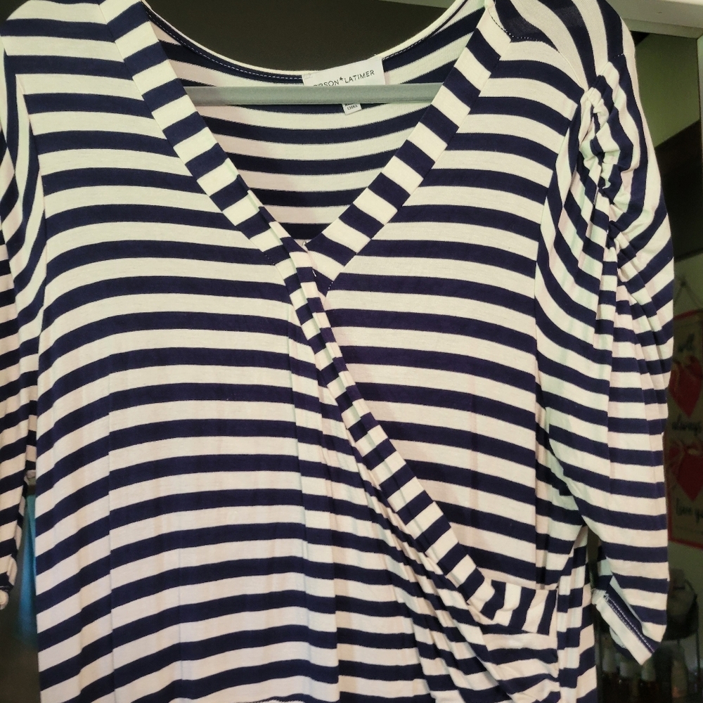Blue and white stripe maxi dress